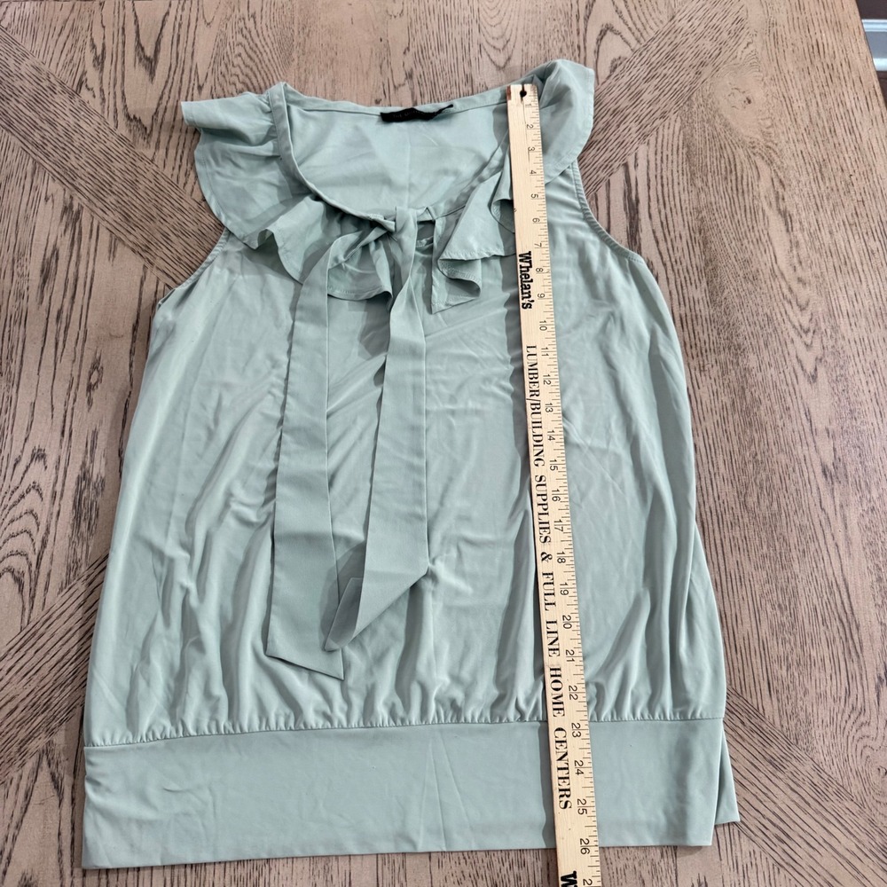 The Limited Women's Large Light Mint Green Sleeveless Ruffle Neck Tie Blouse Top - Picture 4 of 7